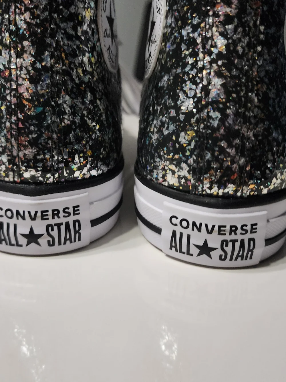 Converse Youth High Top Sneakers in Black with Glitter